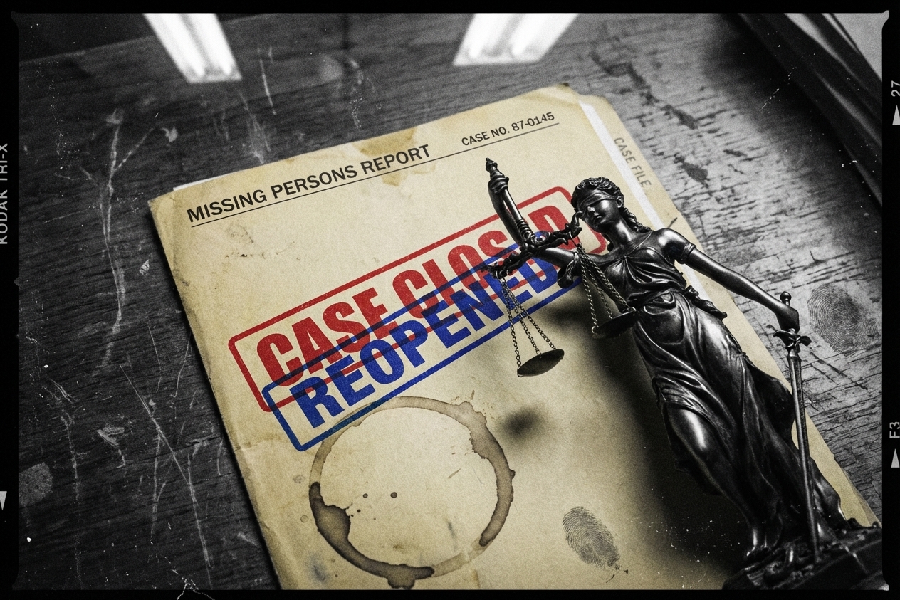 Missing persons report stamped Case Closed then Reopened — real case file evidence